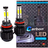 Kit Led Carbon 55 Watts CARLED H4 9007 H13 H/L Alta/baja H1 H3 9005 9006 H7 H11 4 Caras 6000K Blanco