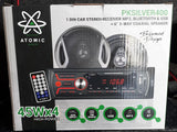 Estéreo 1 DIN + 2 Bocinas Coaxiales 6.5″ Atomic Audio PKSILVER400 USB Bluetooth AUX