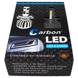 Kit Led Carbon 55 Watts CARLED H4 9007 H13 H/L Alta/baja H1 H3 9005 9006 H7 H11 4 Caras 6000K Blanco