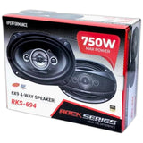 Bocinas Coaxiales Rock Series RKS-694 750 Watts 6x9 Pulgadas 4 Ohms 4 Vías Performance Series