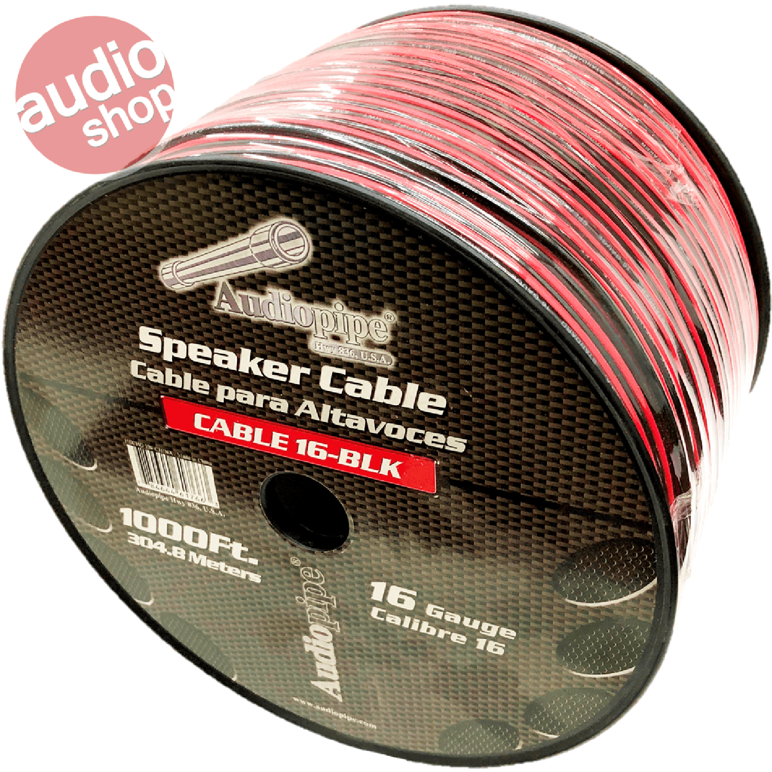 AUDIOPIPE Cable con cremallera para altavoz de calibre 16 (100 pies),  cables de altavoz rojo y negro unidos primarios, cable de altavoces  trenzados
